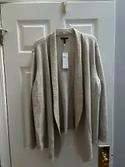 NWT Eileen Fisher XL Maple Oat Lush Merino Alpaca Melange Cardigan Sweater $378
