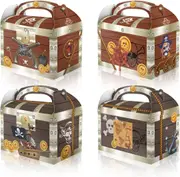 12PC Pirate Treasure Chest Lolly Loot Box Bag Candy Favour Box Party Supplies Decorations