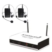 Dual Channel Headset Lavalier Bodypacks Microphones KTV VHF Wireless Mic System