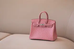 『RP精品』愛馬仕 HERMES 鴕鳥皮 柏金包 Birkin 25 櫻花粉 銀扣