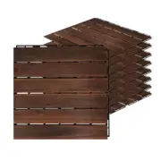 Acacia Hardwood Interlocking Deck Tiles - Walnut Straight - 12"×12" 9Pcs - Floor