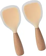 2pcs Silicone Rice Spoon Scoop for Home Rice Spoons Practical Rice Spoon Non-Stick Rice Shovel Sauce Ladle Soup Ladle Non Stick Scoop Kitchen Utensils Wooden Handle