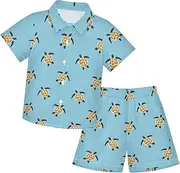 [Caihoyu] Big Boy Short Sleeve Button Down Shirt Top Shorts Set Toddler Boy Clothes Summer Clothing