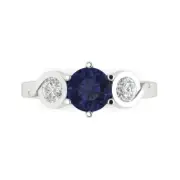 1.72 ct Round Cut Sapphire Gemstone Three-Stone Promise Ring White Gold