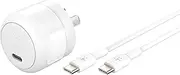 Belkin BoostCharge Compact USB-C Wall Charger 30W + USB-C to USB-C Cable Power Delivery Fast Charging for Apple iPhone 15, 14, 13 Series, Samsung Galaxy S24, More - White