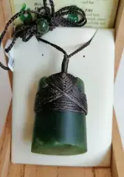New zealand Jade greenstone Toki matt pendant / long necklace 26x35mm