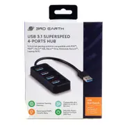 3rd Earth 4-Port Universal Superspeed 3.1 USB Gaming Hub For PC/Laptop Black