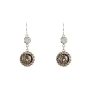 VIRGINS SAINTS & ANGELS VSA Magdalena Sacred Heart Earrings Silver & White Opal
