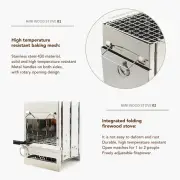 Camping Wood Stove Foldable Stainless Steel Integrated Mini BBQ Grill PG