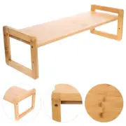 Bamboo Storage Rack Office Laptop Riser Adjustable Monitor Stand