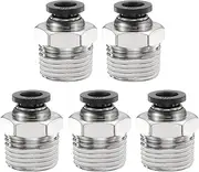 uxcell 5pcs Push to Connect Fittings 1/4" Tube OD x 3/8" NPT Thread Male Straight Union Fittings Copper Quick Connect Pneumatic Fittings for Semi Truck Trailers Air Brake System, Black