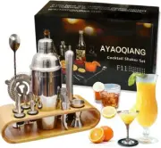 Cocktail Shaker Making SetPcs Bartender Kit with Eco Bamboo Stand - Stainles