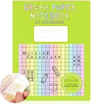 1 Pack 8.5×11 Colored Graph Paper Pad Math Notebook Graph Paper 1/2 Inch Squares Large Quad Ruled Grid Composition Book Double Sided Graph Paper Colored Grid Paper Notebook For Kids School Supplies