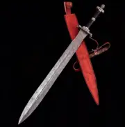 Hand Forged Damascus Steel Celtic Sword, Roman Gladius Combat Sword With Sheath.