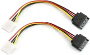 2Pcs SATA Male to IDE Molex 4Pin Female HDD Extension Power Adapter Cable 15 Pin