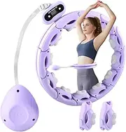 Moorstdel Smart Hula Hoop, Hula Hoop with Weight Ball, Counter, Massage Nubs, for Weight Loss, Core Strengthening and Toning, 14 Removable Links, Fitness Hoop (Within 90 kg)