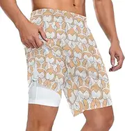 [ZZXXB] Corgi Dog Butt Athletic Shorts for Men with Pockets 2 in 1 Quick Dry Running Shorts S-3XL