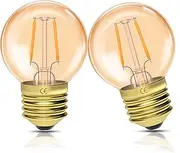 Lamptobe E27 Vintage Light Bulbs 1.5W Golf Decorative LED Light Warm White 2200K Edison Screw Bulb LED Filament Lamp Amber Glass LED Light Bulb for Night Light Equivalent 15W Incandescant Lamp 2pcs
