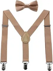 [BASTOUR] Suspenders Set for Kids and Bow Tie for Kids Elastic and Adjustable Y Braces and Bow Tie Set Suspenders for Kids Bow Tie for Kids Suspenders Black for Kids 5 to 12