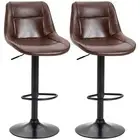 Adjustable Bar Stools Set of 2, Modern Kitchen Stools, 360 Degree Swivel Bar Hei