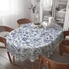 Oval Tablecloth - 60 X 84 Inch Blue Floral Rustic Tablecloth Classic French