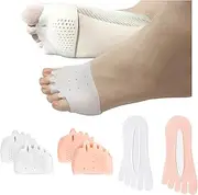 Hyggear Silicone Toe Separators with 2 Pairs Toe Socks for Women, Toe Straightener, Yoga Toes Toe Separators for Overlapping Toes to Foot Pressure Relief (2pairs toe separators + 2pairs toe socks)