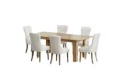 Oikiture 200cm Extendable Dining Table with 6PCS Dining Chairs Velvet Beige