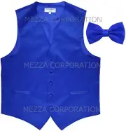 New Men's Vesuvio Napoli Tuxedo Vest Waistcoat Bowtie prom party Royal Blue