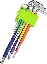 Long Arm Ball End Hex Key Set 9 PCS with Colour Coded L- Shaped Allen Wrenches,Multicolor,Metric Sizes1.5-10mm for Bike/Furniture/Assembly