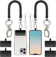 Anti Theft Phone Strap Tether Lanyard with patch，Phone leash Black*2