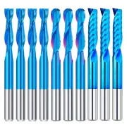 10Pcs Square End Mill Ball Nose Carbide End Mill 1/8'' CNC Router Bit Carbide