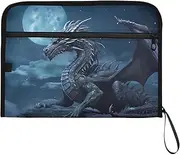 YMXFXP Dragon Night Rock Expandable Filing Folder, 13-Pocket Funny Cute Design with Sticky Labels, A4 Letter Size Document Organizer for Office, School, Boys, Girls