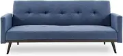 [Sarantino] Olivia 3 Seater Linen Sofa Bed with Stitch Detailing, Blue