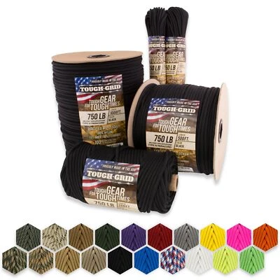 TOUGH-GRID Premium 750lb Paracord 100% Nylon Type IV Mil-Spec Parachute Cord ...
