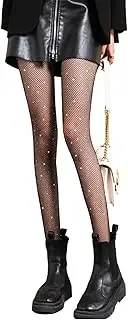[SIGONE] Sparkling Rhinestone Fishnet Stockings for Women,Shimmering Crystal Tights for a Colorful and Glamorous Look,Ideal for Ripped Jeans, Shorts, Skirts, and Fantasy Cosplay as Fairy or Witch