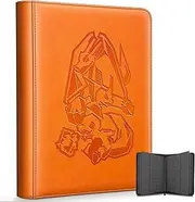 Douper 9 Pocket Card Binder, 540 Cards Trading Cards Games Collection Holder Book Folder with Side-Loading Sleeves (Orange)