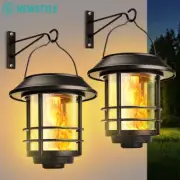 Hanging Flickering Flames Lights Waterproof Solar Powered Wall Mounted Lights