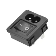 C8-8 Panel Mount Plug Adapter AC250V 2.5A 2P 2mm Buckle IEC Inlet w 3p Switch