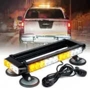 14.5" White/Amber 32 LED Emergency Strobe Light Bar Rooftop Double Side Warning