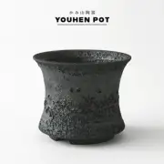 Kamiyama Fukasori Pot Shigarakiyaki Φ3.9”x 3.1" Agave caudex Cactus Japan Bonsai