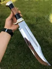 CUSTOM HANDMADE D2 TOOL STEEL SURVIVAL KNIFE HIGH POLISH CROCODILE DUNDEE BOWIE