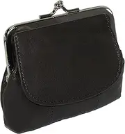 [CTM] Leather Double Compartment Coin Purse Wallet, Black