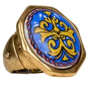 New Patricia Nash Positano Ceramic Medallion Adjustable Ring Sz 5-9 Jewelry