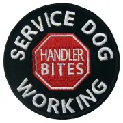 Service Dog Working Handler Bites Vests/Harnesses Emblem Embroidered Fastener...