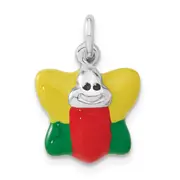 Sterling Silver Polished Enameled Butterfly Charm