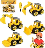 Set of 4 Excavator Toys, Excavator Toy Cars, Construction site Vehicles Toys, Construction Vehicles Toy with Screwdriver, Bulldozer Toy from 3 4 5 6 Years for Children