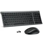 DK05 Bluetooth Keyboard and Mouse Combo - 2.4G Wireless Rechargeable Keyboard...