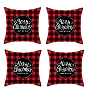 8Pcs Christmas Pillowcase Cotton Linen Throw Pillow Cover for Couch Home Decorations -Style 6