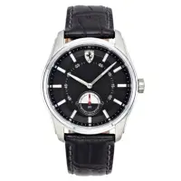 在飛比找momo購物網優惠-【FERRARI】速度時尚計時腕錶/黑面x黑皮(42mm/0