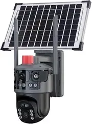 Technaxx 4G Dual Camera Outdoor Security Camera with 8W Solar Panel TX-329-3MP FullHD, 345° Rotation, Night Vision, 8000mAh Battery, PIR Motion Sensor, 2-Way Audio, IP65, 0.4s Trigger Time